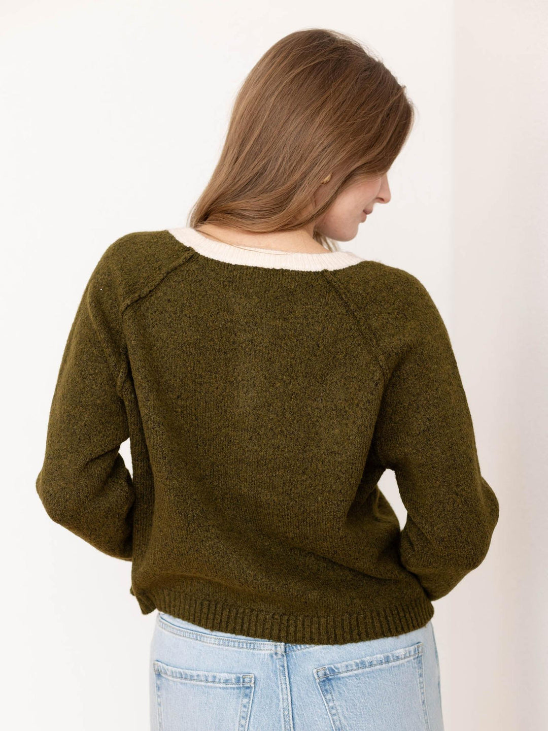 green varsity stripe sweater cardigan