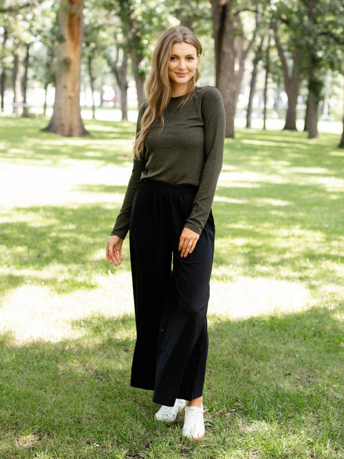 olive green ribbed long sleeve tee