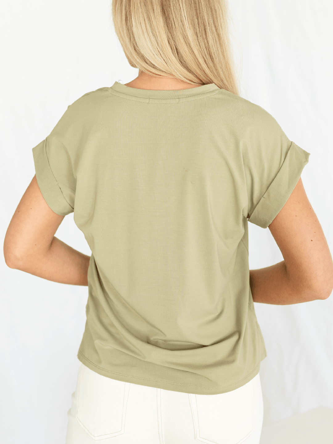 short rolled sleeve basic tshirt