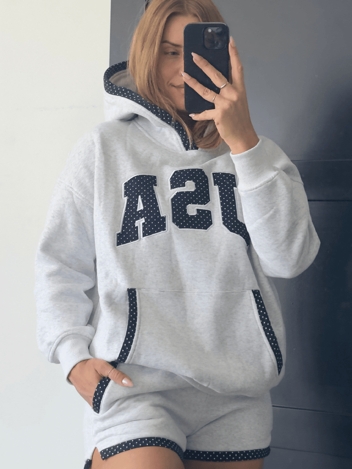polka dot detail hoodie