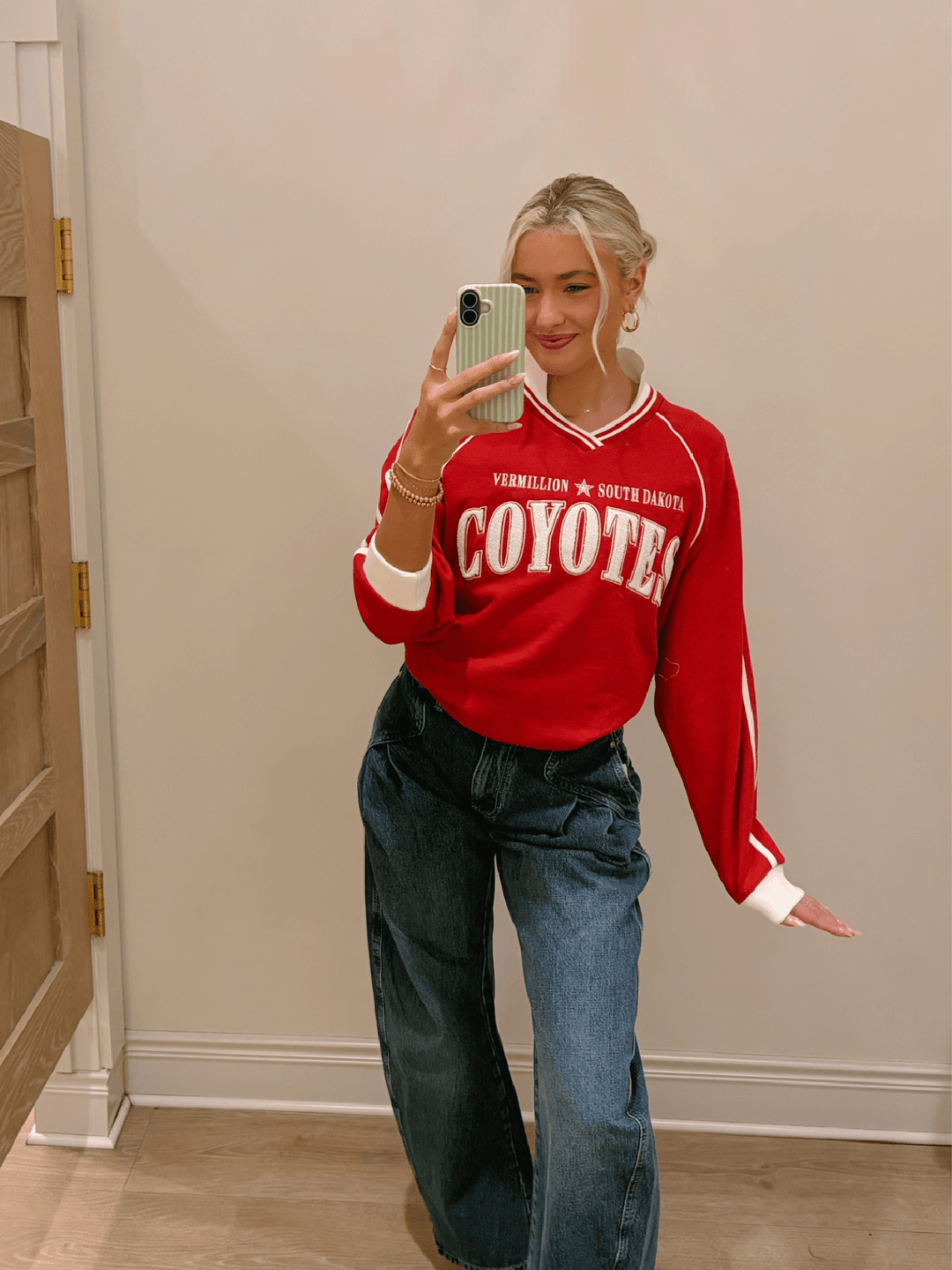 USD Sunday Slate Striped Collar Fleece Crew