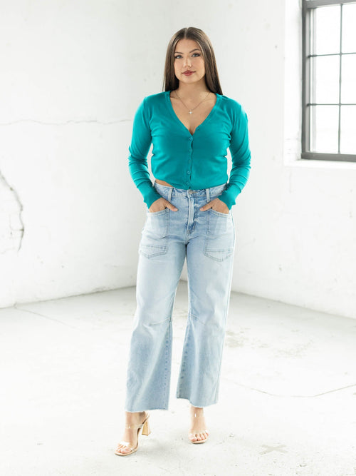 jade vneck button cardigan