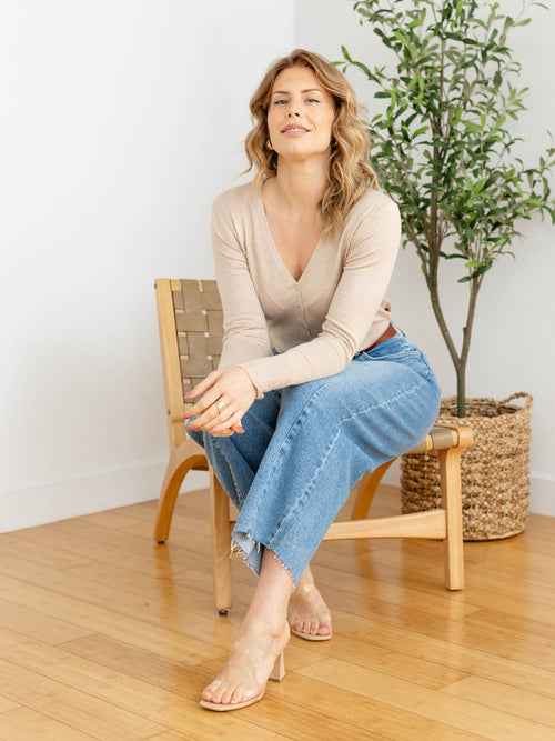 fitted tan button front cardigan