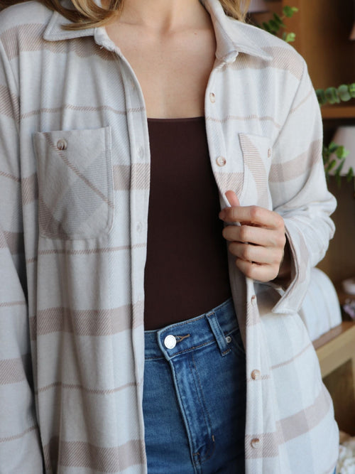 brown plaid soft shacket