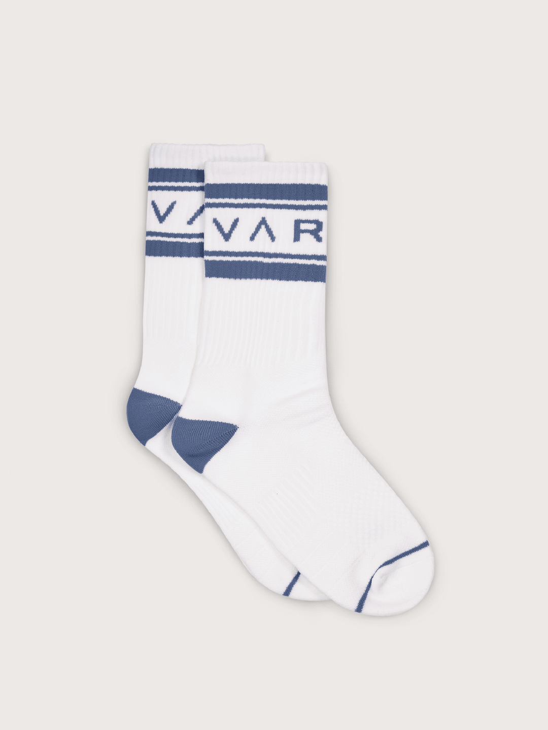 White socks with blue accents and &