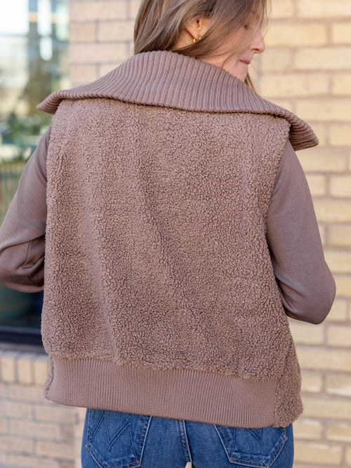 teddy sherpa collared vest