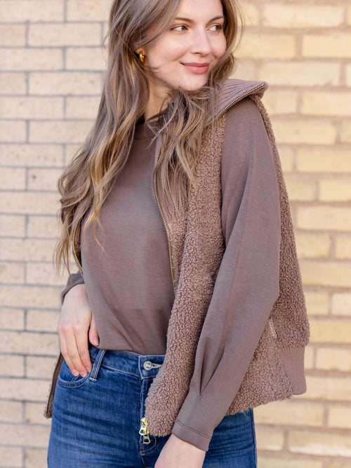 teddy sherpa collared vest