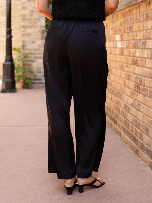 black satin pants