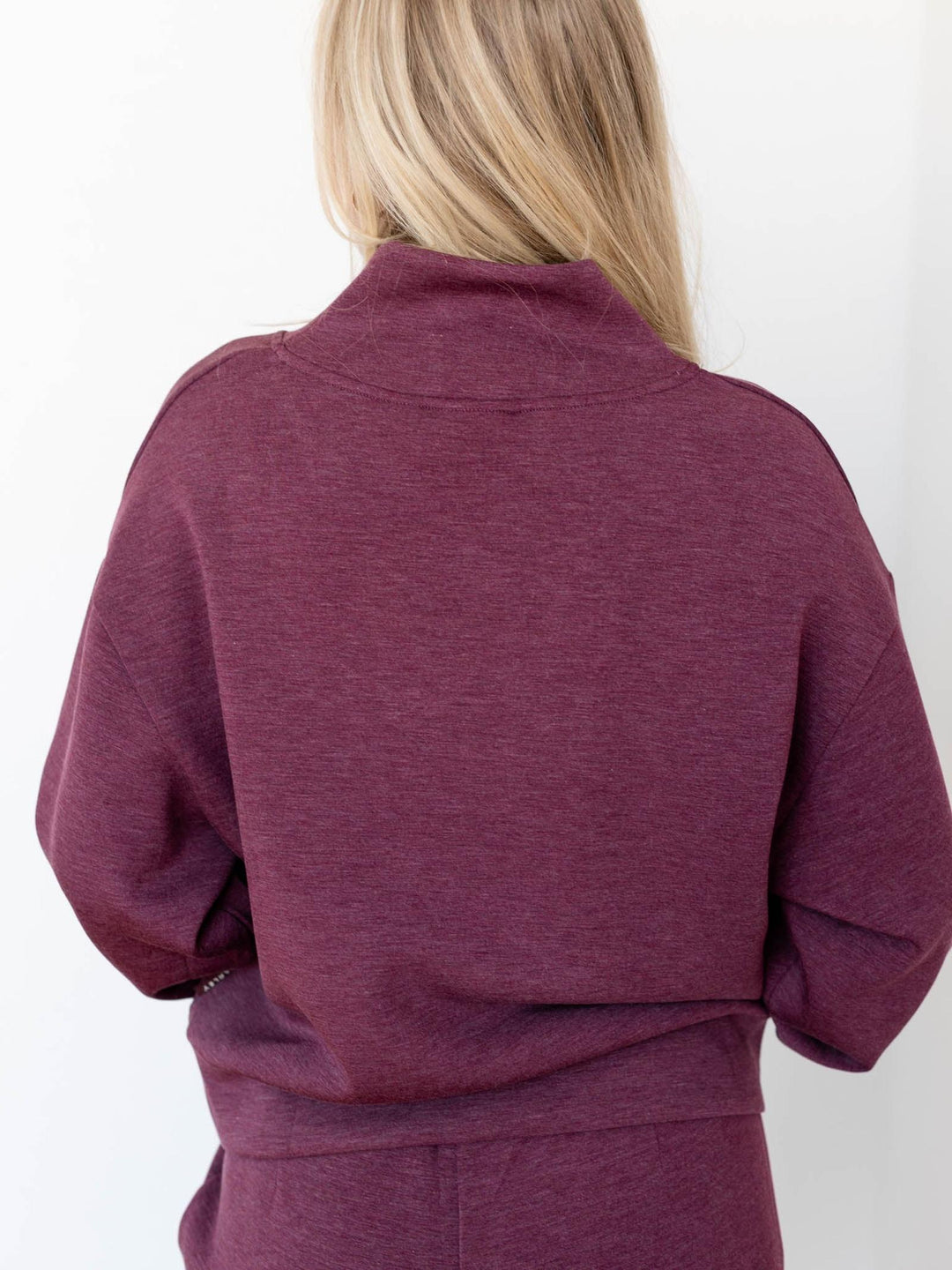 purple half zip sweatshirt