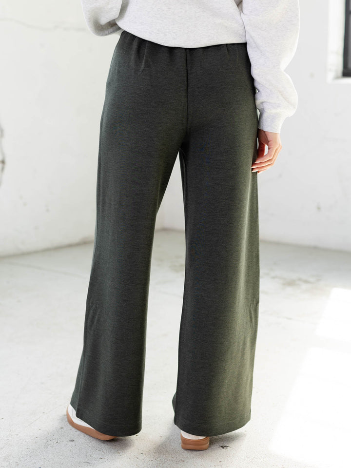 olive wide leg heathered pant