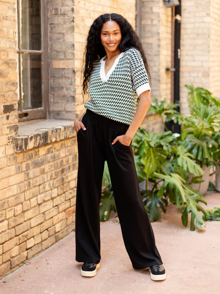 black wide leg soft pant