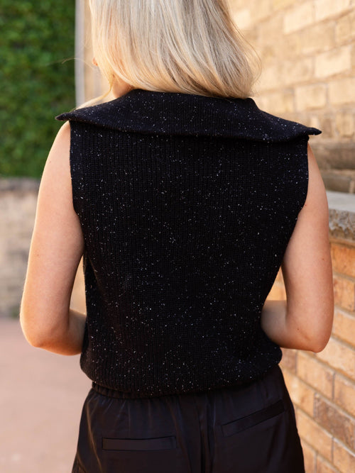 speckled sleeveless sweater vest