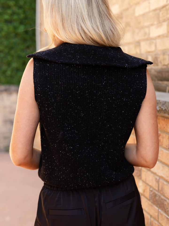 speckled sleeveless sweater vest