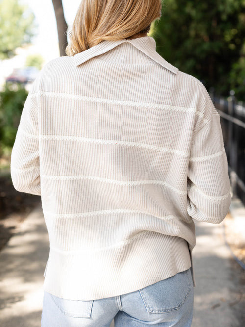 neutral stripe chunky turtleneck design