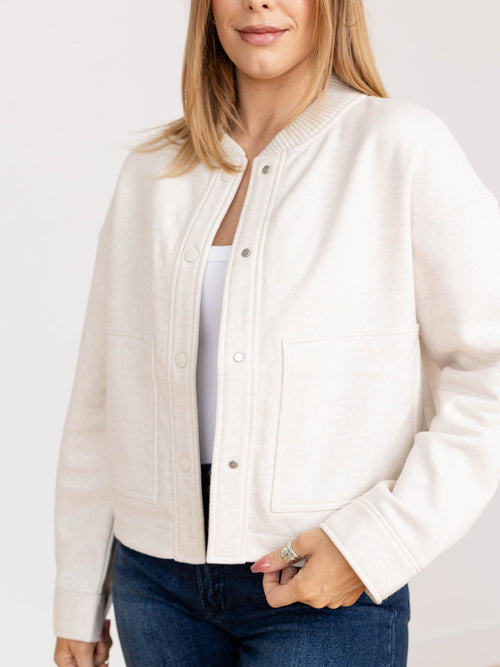 knit cropped structured jacket