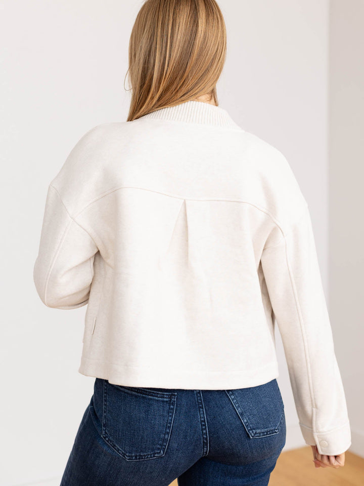 knit cropped structured jacket