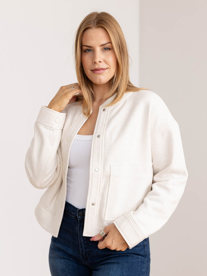 knit cropped structured jacket