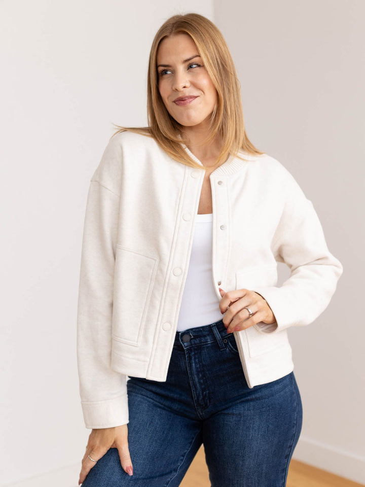 knit cropped structured jacket