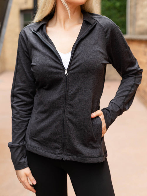 marled zip up sweatshirt