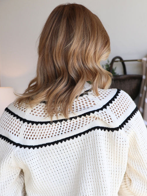 rounded neck pointelle sweater