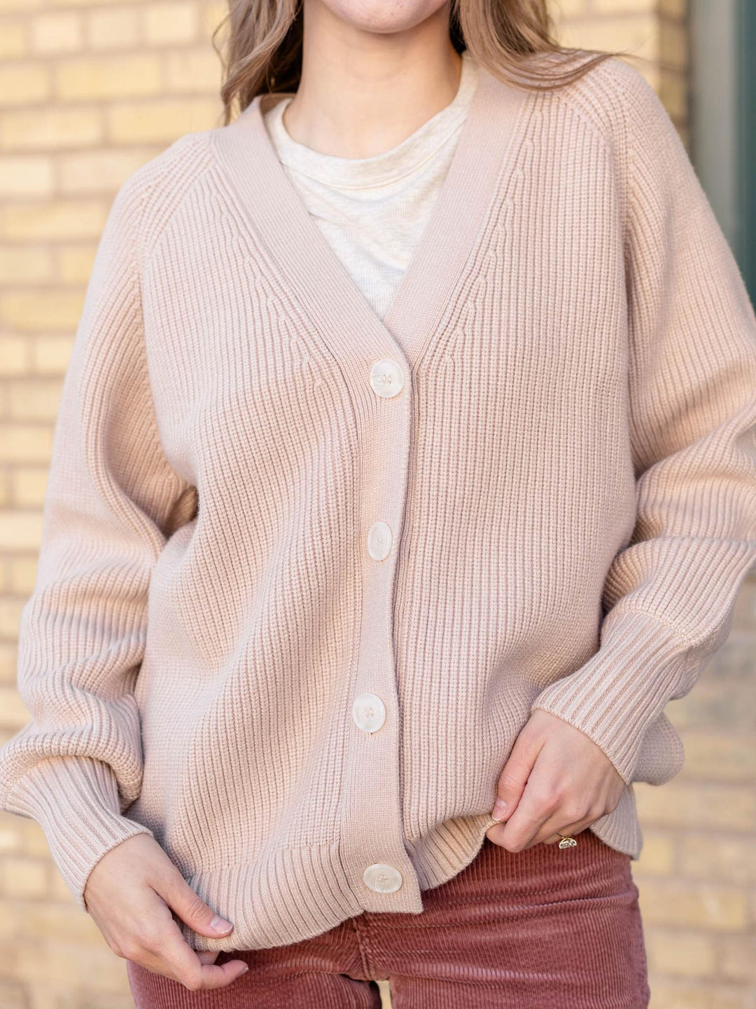 heavy knit button front cardigan