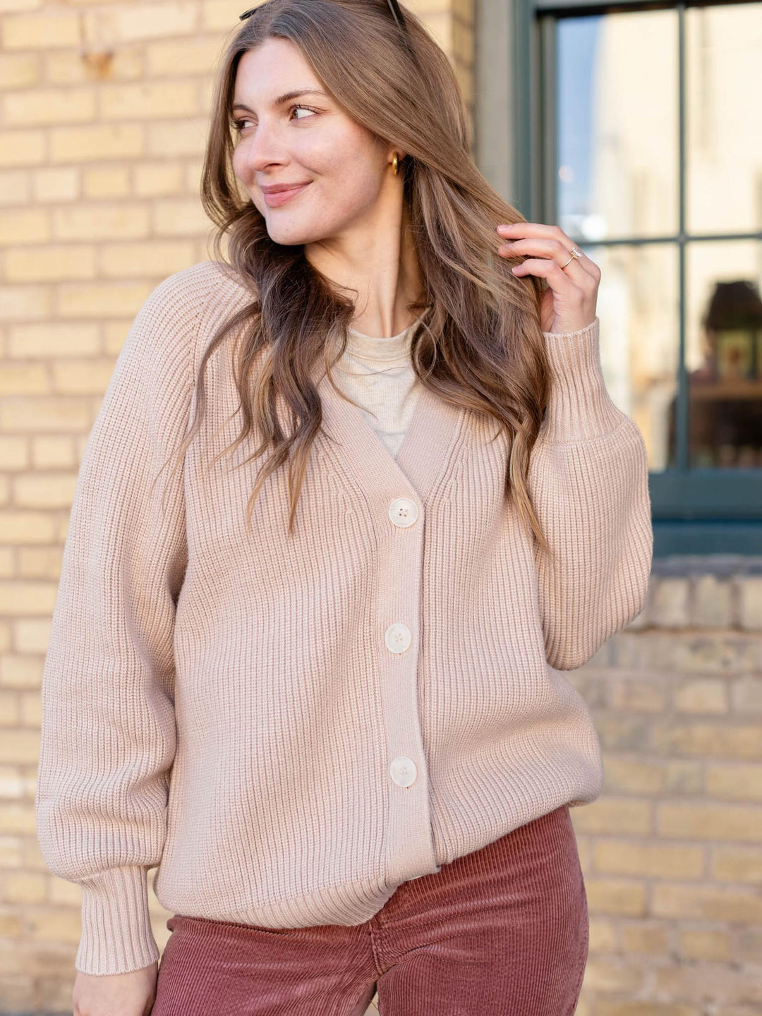 heavy knit button front cardigan