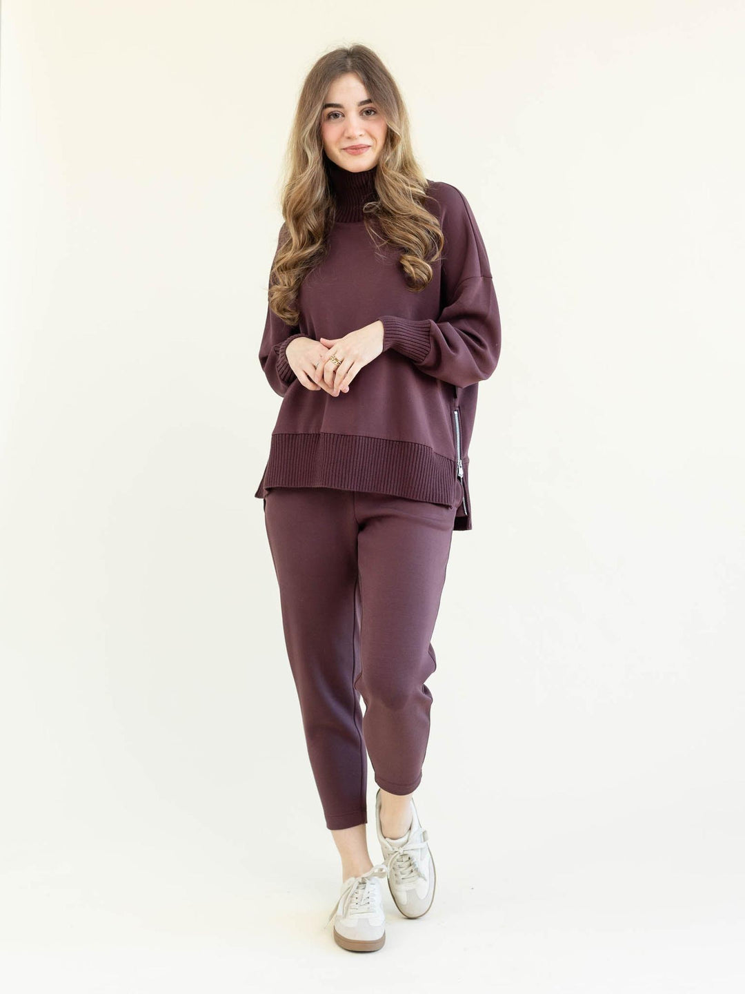 dark burgandy jogger pants