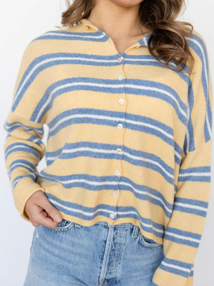 yellow and blue stripe cardigan