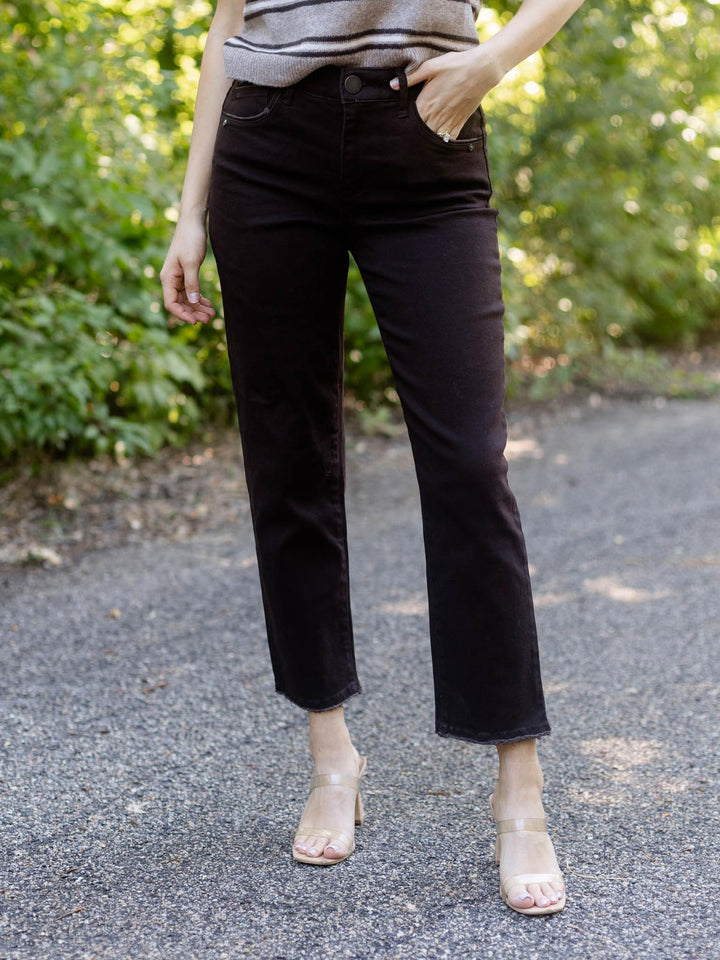 VERVET Black High Rise Super Soft Crop Slim Wide