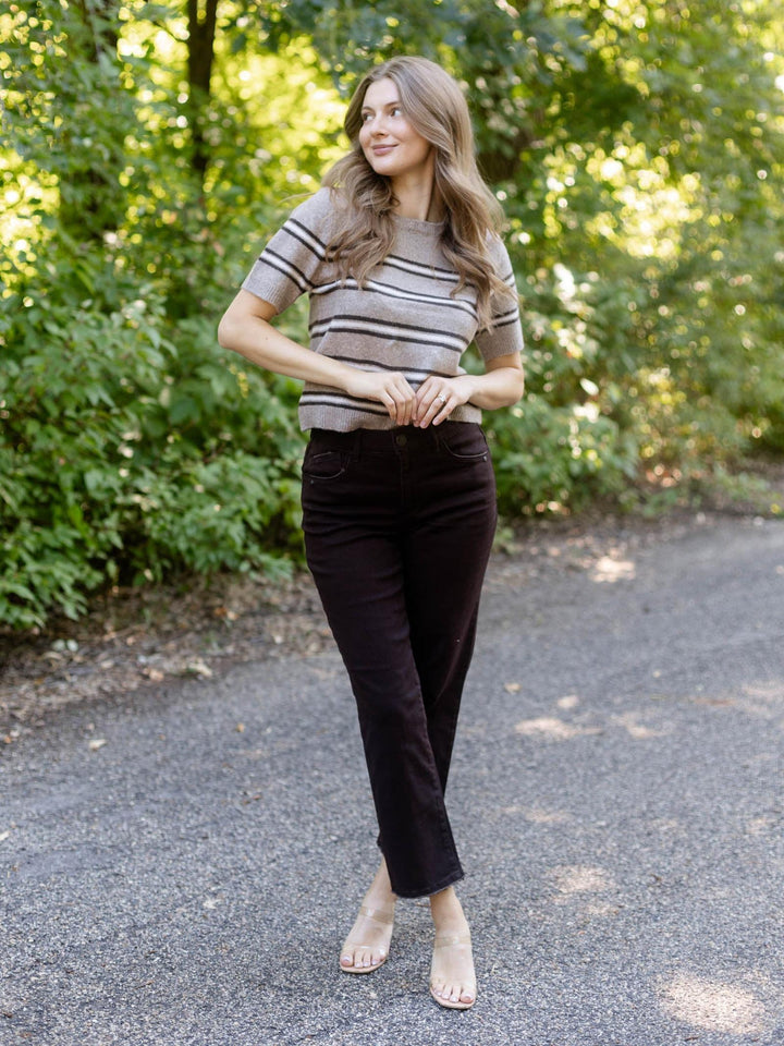 VERVET Black High Rise Super Soft Crop Slim Wide
