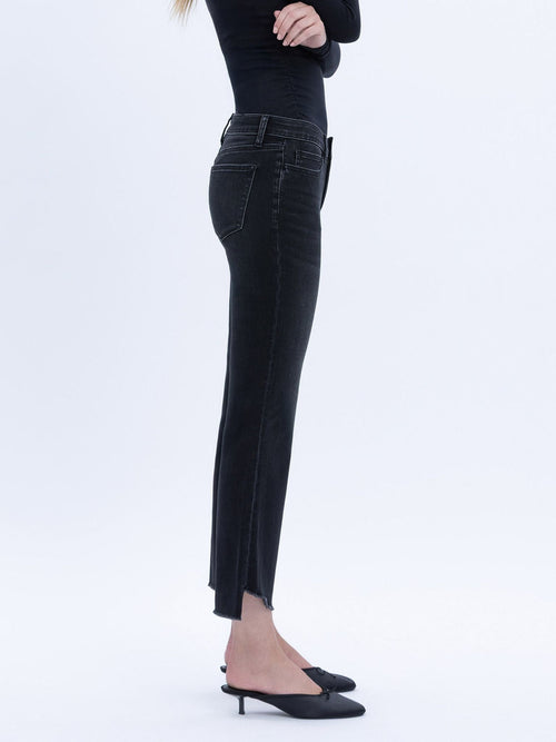 black cropped flared denim jeans