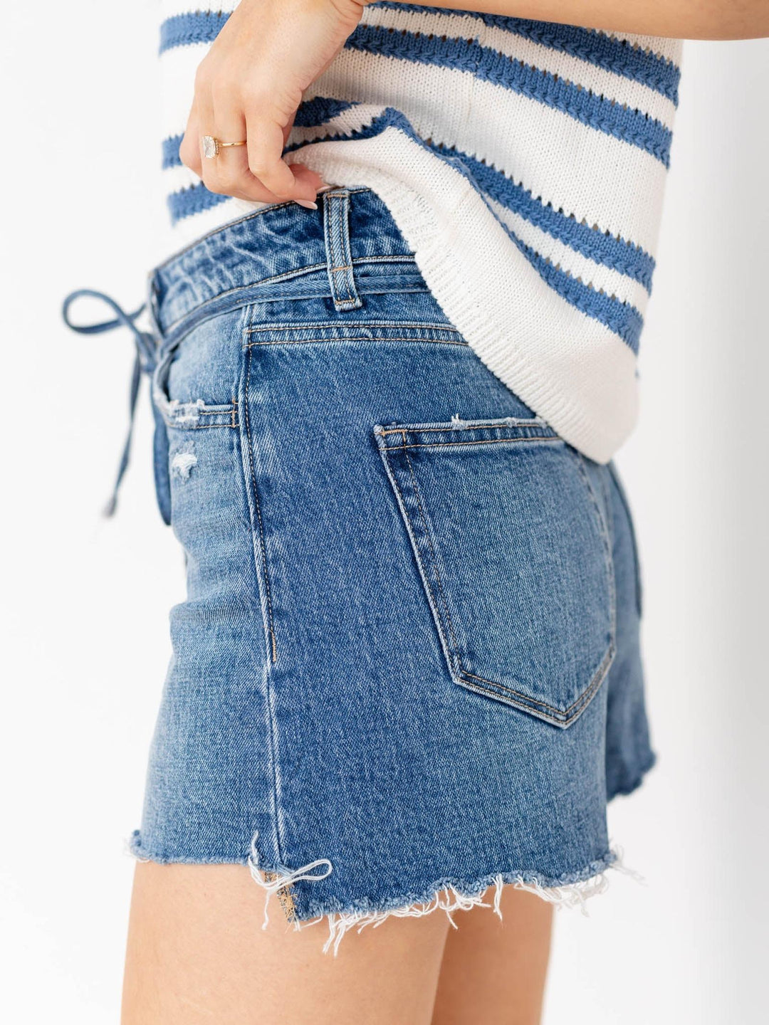 destructed denim shorts