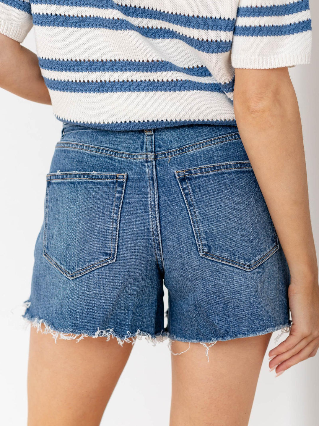 destructed denim shorts