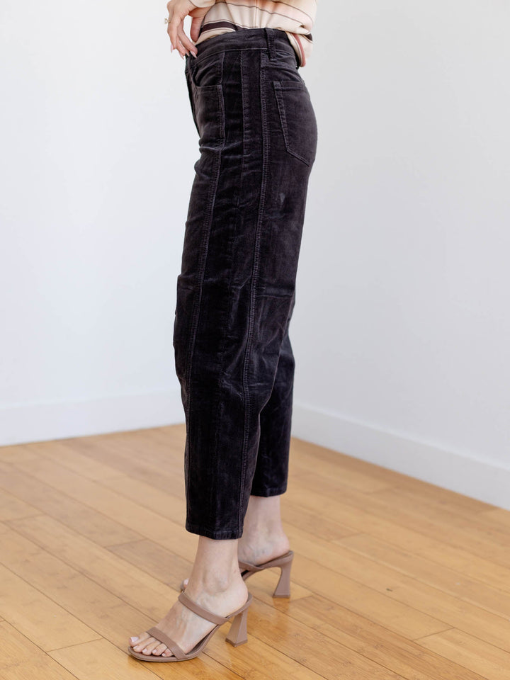 dark grey corduroy ankle pants
