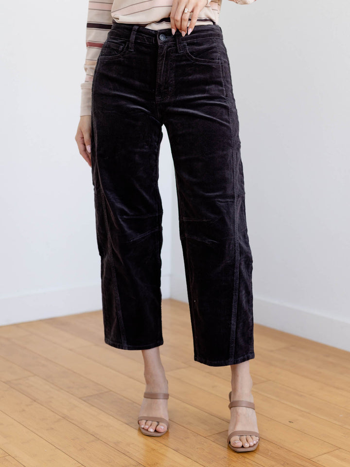dark grey corduroy ankle pants