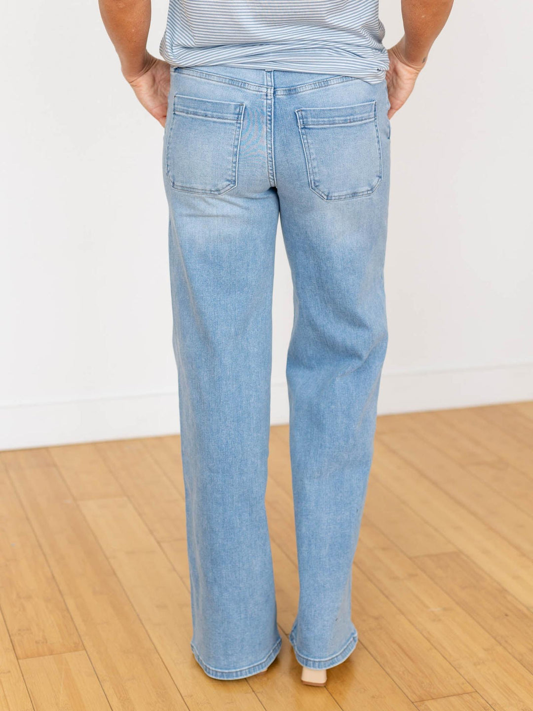 wide leg drawstring denim