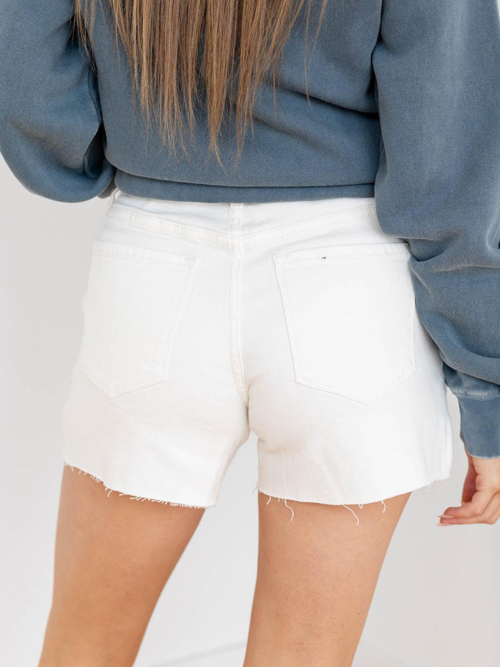 white denim shorts