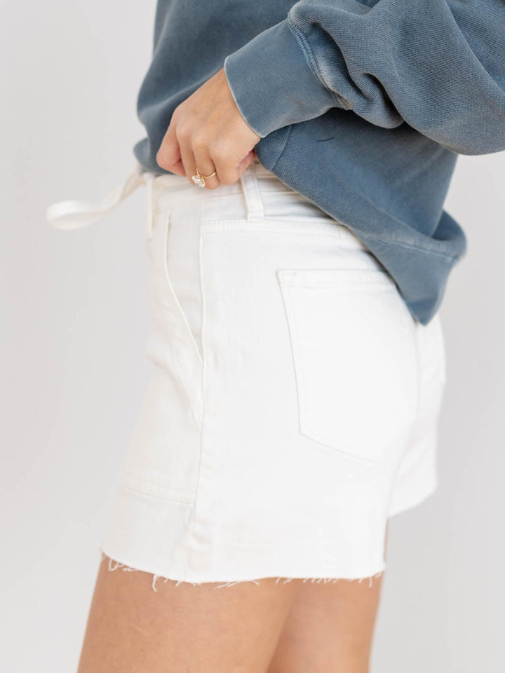 white denim shorts