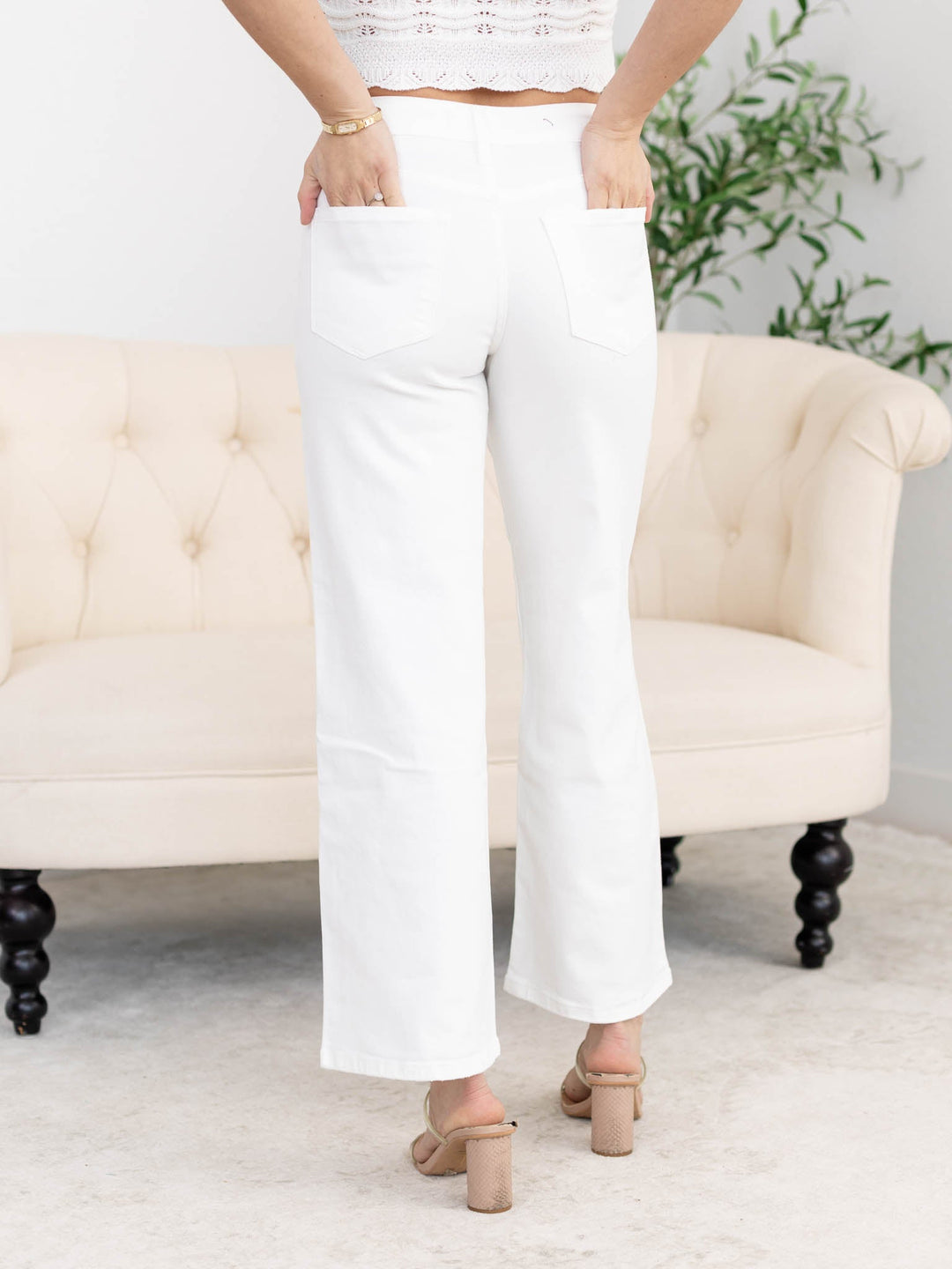 VERVET Optic White Mid Rise Wide LegDenim jeans