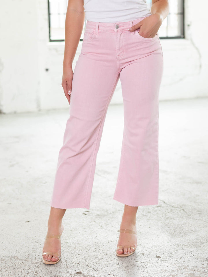 VERVET Pale Lilac High Rose Crop Wide Leg