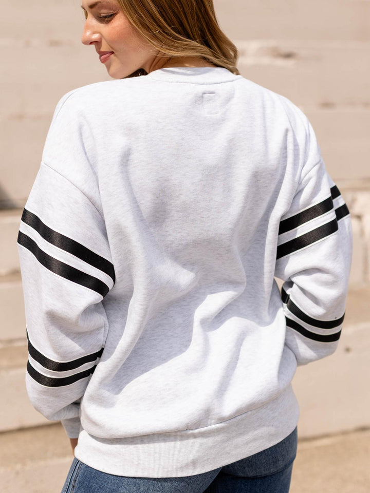 Vikings Stripe Sleeve Crewneck Sweatshirt