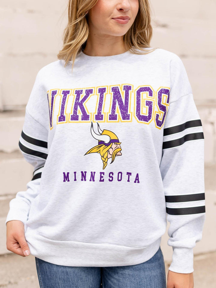 Vikings Stripe Sleeve Crewneck Sweatshirt