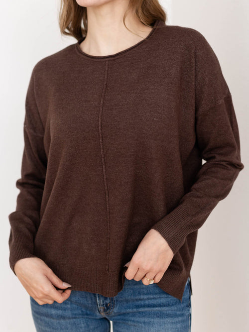 brown front seam sweater