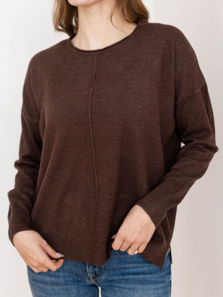 brown front seam sweater