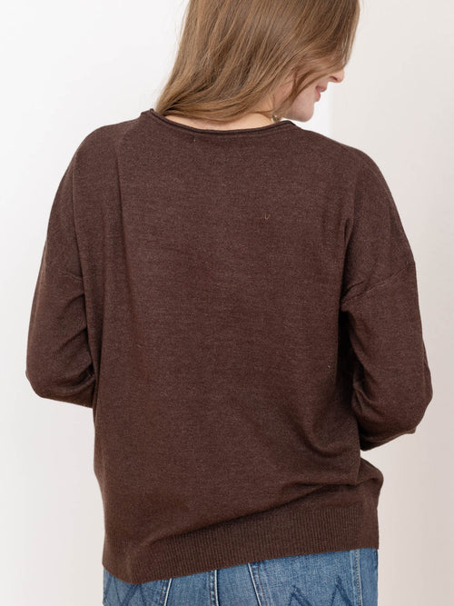 brown front seam sweater