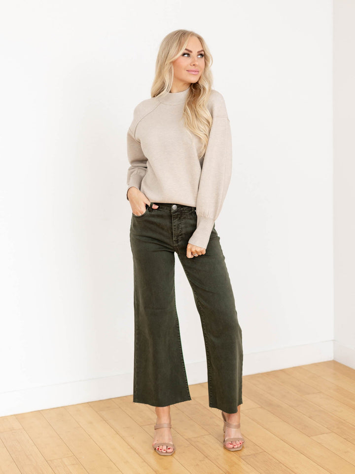 neutral mock neck sweater