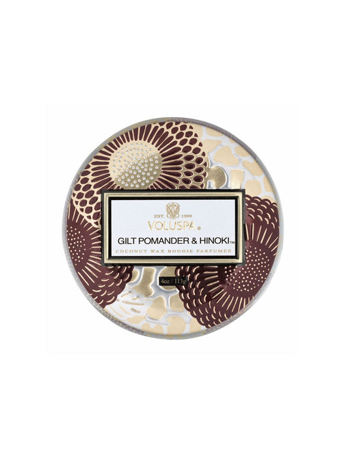 Voluspa Gilt Hinoki Mini TinCandles