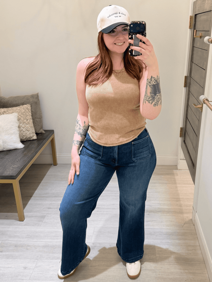 washed ribbed tank top