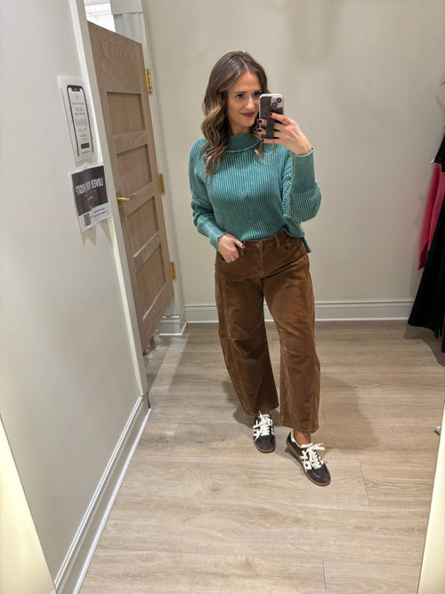 colored contrast ribbed sweater