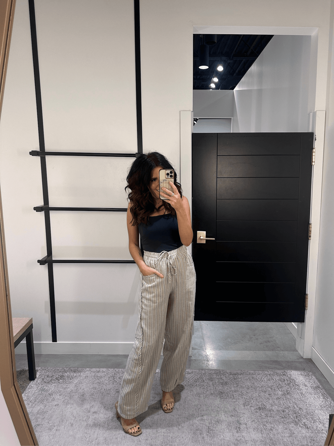 Washed Stripe Barrel Pant